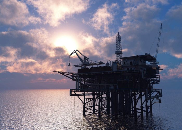 20409953 - petrochemical tower on the background of the sea.